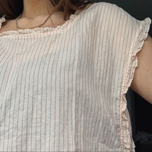 Madewell Striped Ruffle Top with Tie